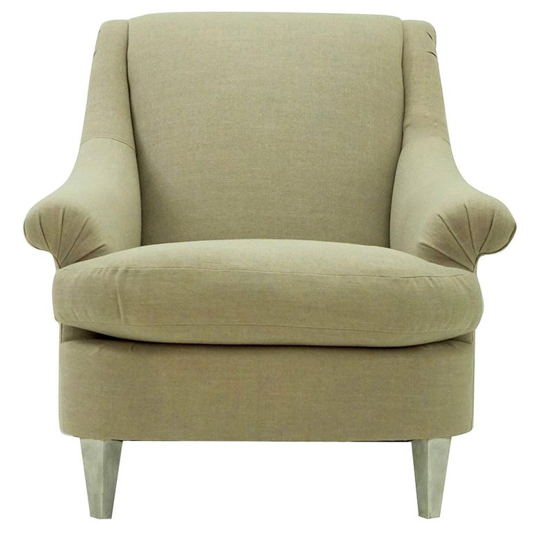 Rolled Arm Upholstered Club Chair For Sale at 1stDibs