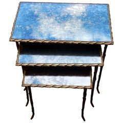 1950-1970 Series of Three Gigognes Tables Model Palm Tree Maison Charles