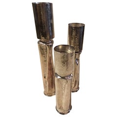 Silverplate Roy Markusen Tortured Candleholders, Set of Three, Brutalist