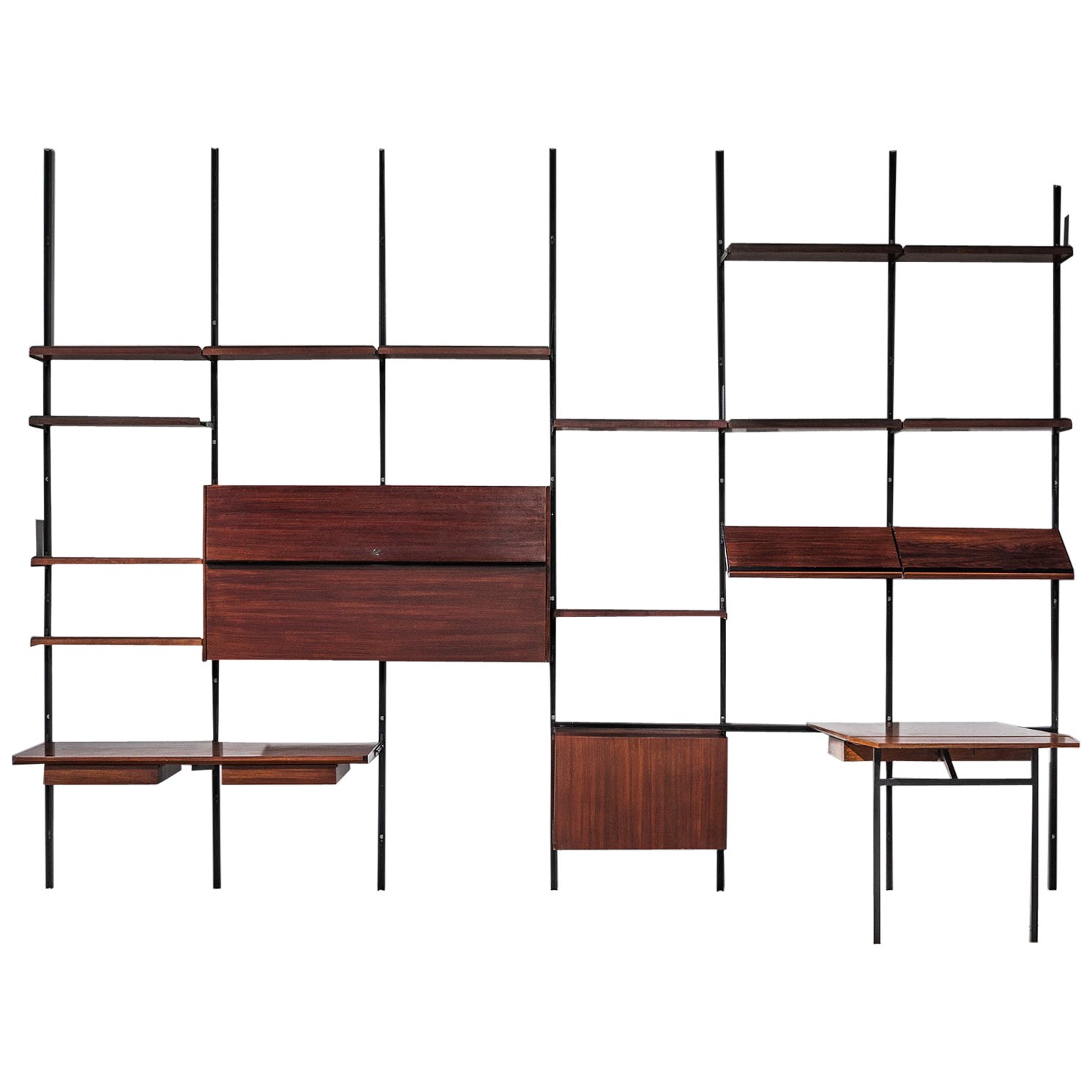 Wall Mounted Shelving Unit In Jacaranda By Joaquim Tenreiro, Brazil, 1950S Wall Mounted Shelving Unit In Jacaranda By Joaquim Tenreiro, Brazil, 1950S