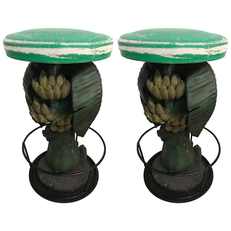 tropical bar stools tiki totem pair of maitland smith tropical banana tree barstools for sale at tropical bar stools tiki totem pair of maitland smith tropical banana tree barstools for sale at