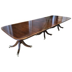 American Mahogany Three-Pedestal Regency Dining Table, circa 1900