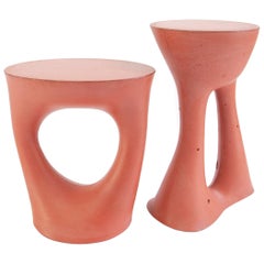 Pair of Modern Concrete Kreten Side Tables in Red from Souda