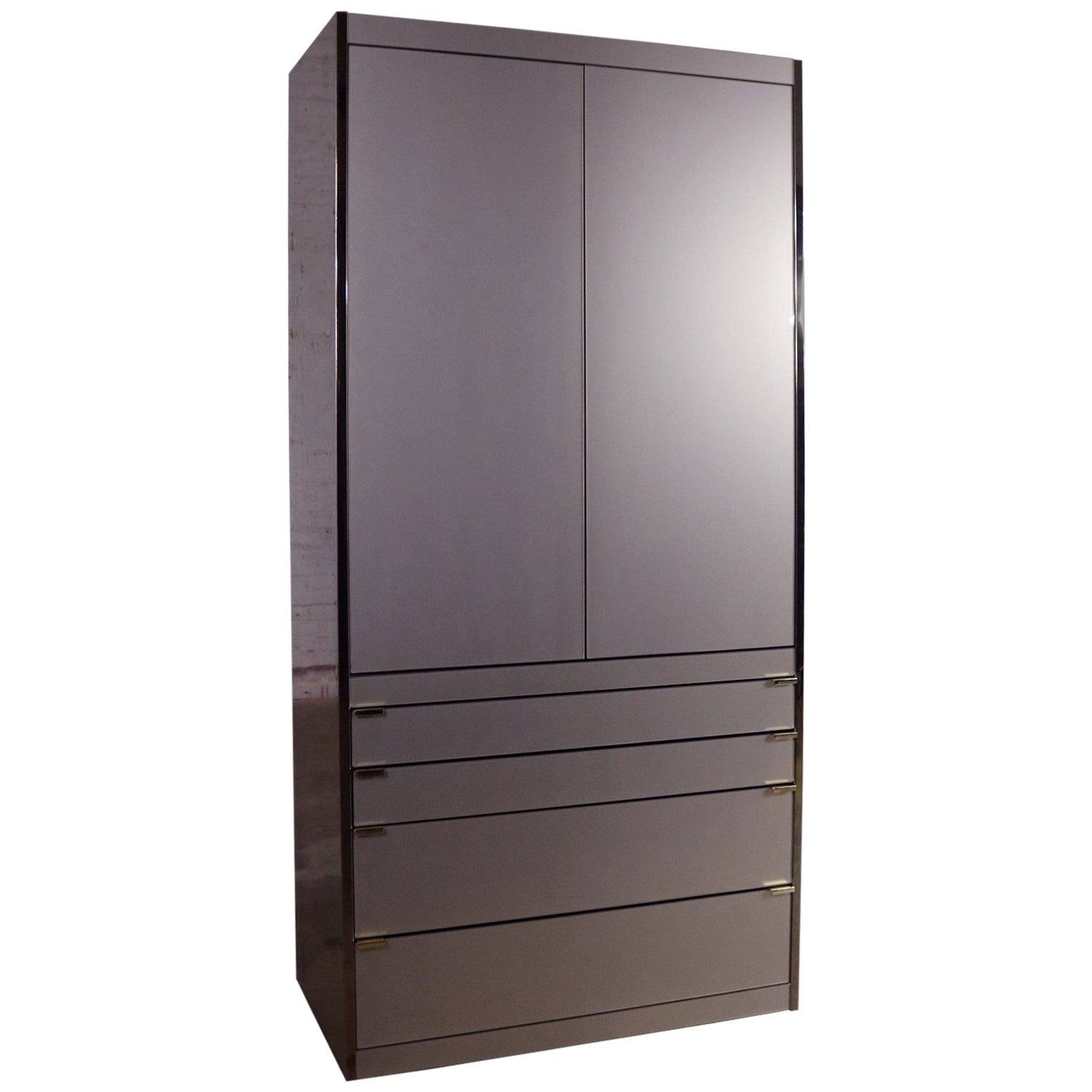 Ello Optima Brass And Rose Gray Glass Wardrobe Entertainment Storage Ello Optima Brass And Rose Gray Glass Wardrobe Entertainment Storage Cabinet For At 1stdibs