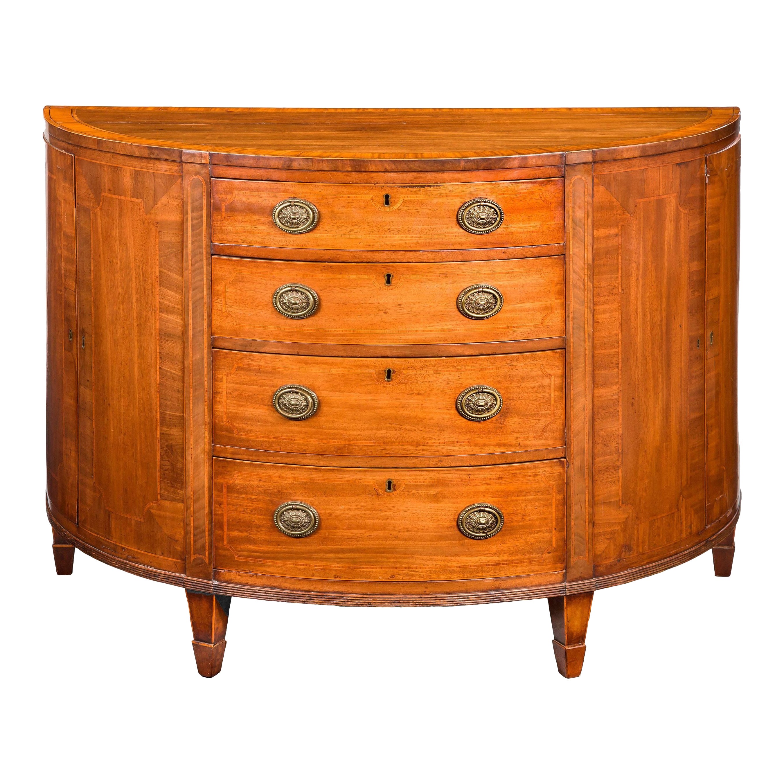 George III Period Mahogany Demilune Commode