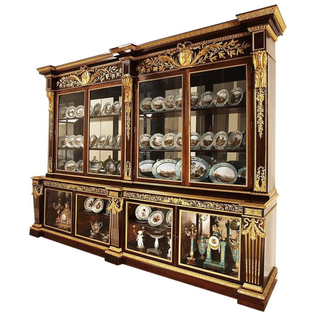 Exceptional Mahogany and Ormolu-Mounted Bibliotheque For Sale