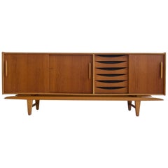 Swedish Modern Teak Sideboard with Sliding Doors and Drawers