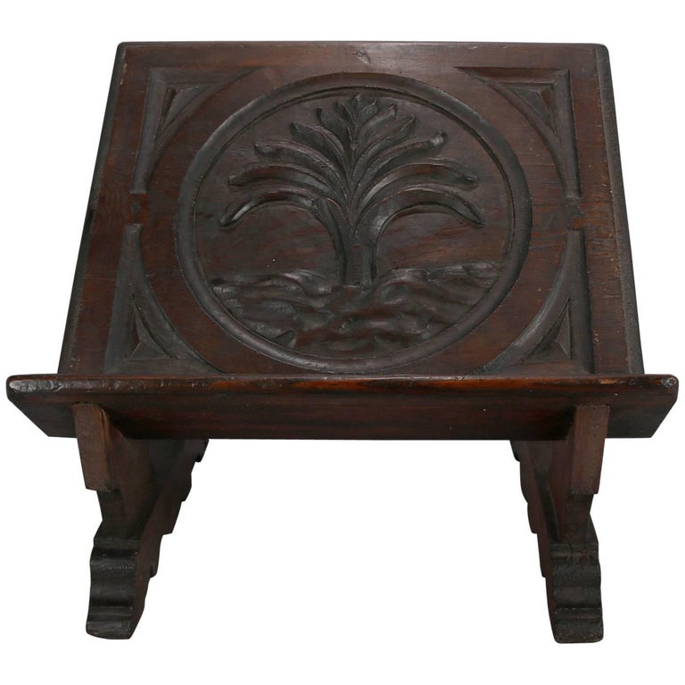 18th Century Antique Pine Hand Carved Tree Of Life Stand At 18th Century Antique Pine Hand Carved Tree Of Life Stand For