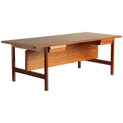 Hans Wegner, Rare Large Writing Desk, Teak, Andreas Tuck, Denmark, 1960s