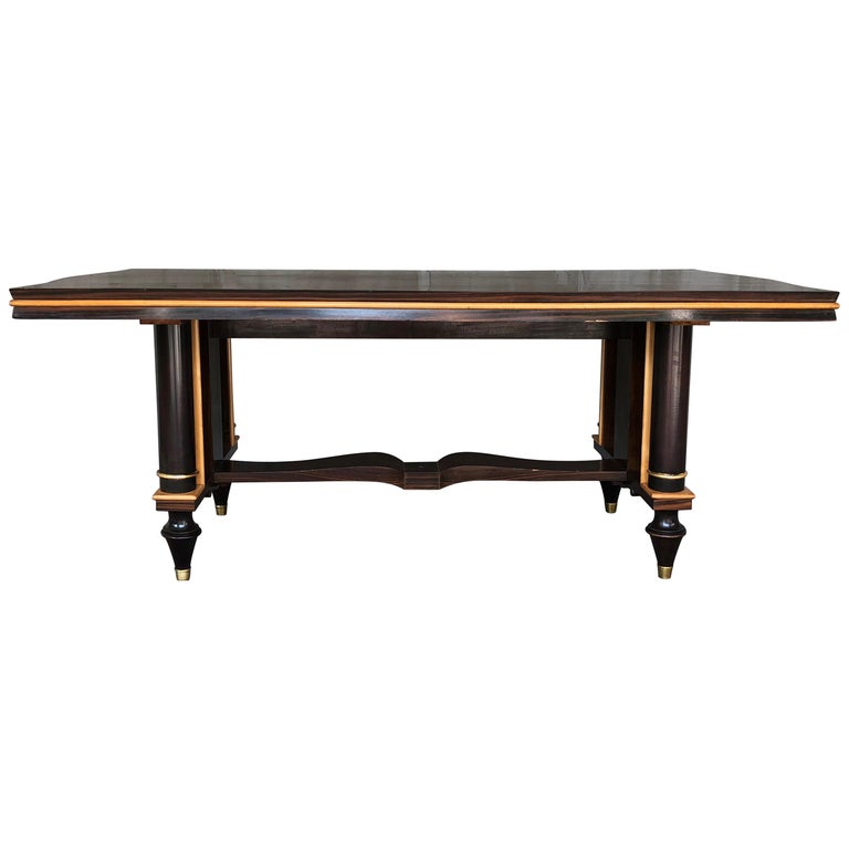 Stunning Art Deco Macassar Ebony Dining Table For At 1stdibs Extraordinary French Art Deco Macassar Ebony Dining Table 1940s