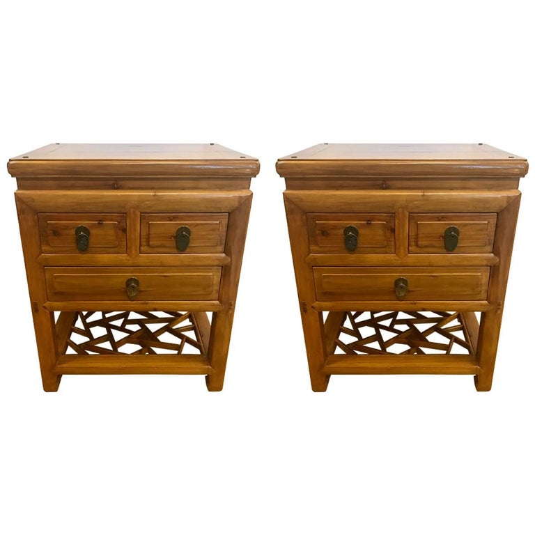 Pair Of Chinese Camphor Wood Nightstands End Tables For At 1stdibs Pair Of Chinese Camphor Wood Nightstands End Tables For