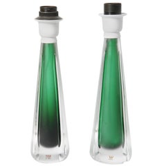 Pair of Lime Green Kosta Lamps, 1970, Sweden