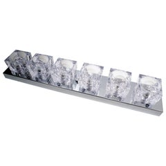 1960s Gaetano Sciolari Six-Light Crystal Cube Flush Mount Strip Lamp