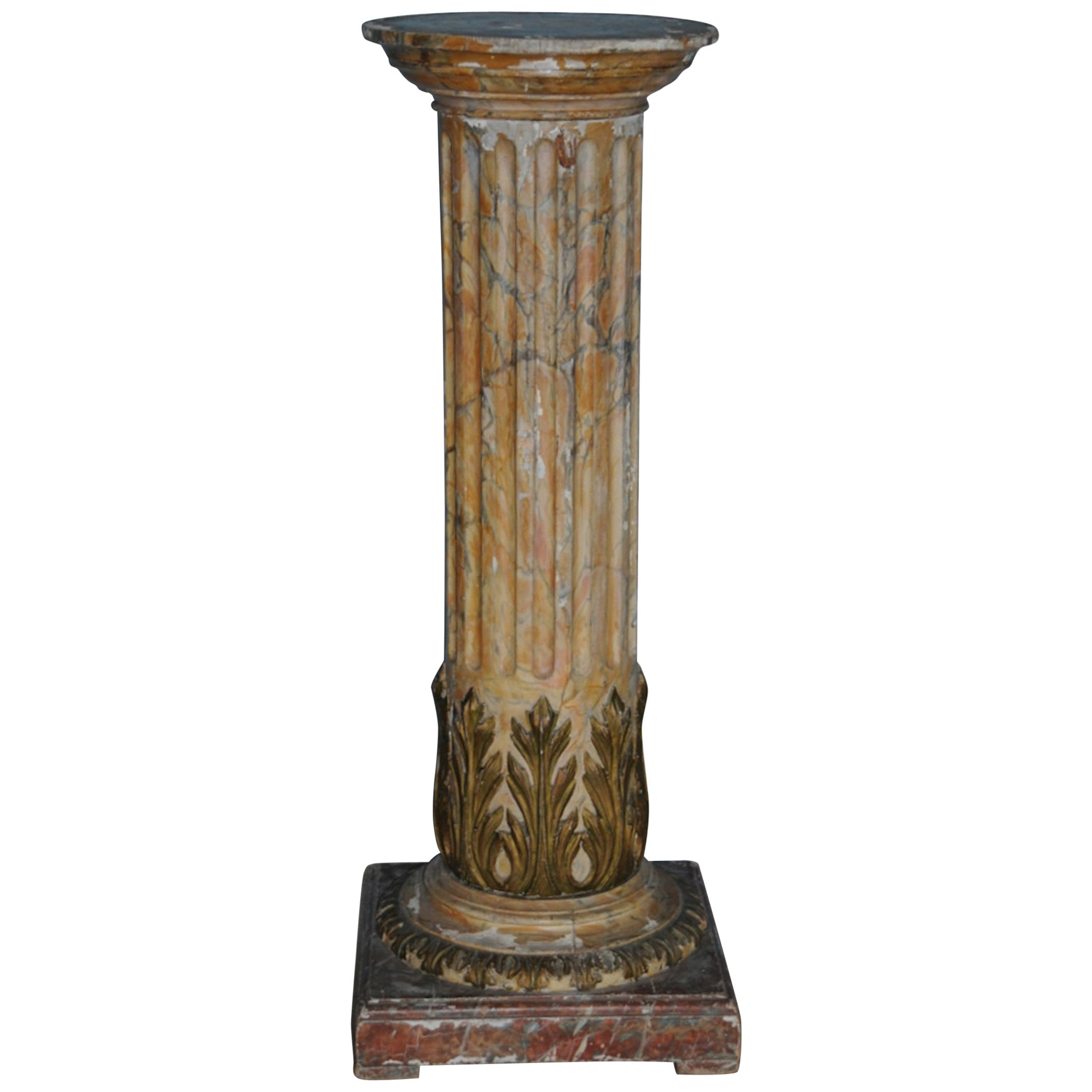 Sleek MidCentury Modern Cylindrical Brass Pedestal at 1stDibs