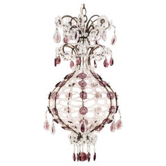Charming Balloon-Shaped Chandelier with Amethyst Crystals--Italian