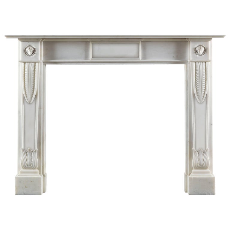 Jamb Lichfield Regency Style Fireplace in White Statuary Marble For Sale
