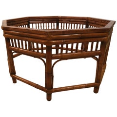 Vintage Brighton Style Burnt Bamboo Octogonal Coffee Cocktail Table