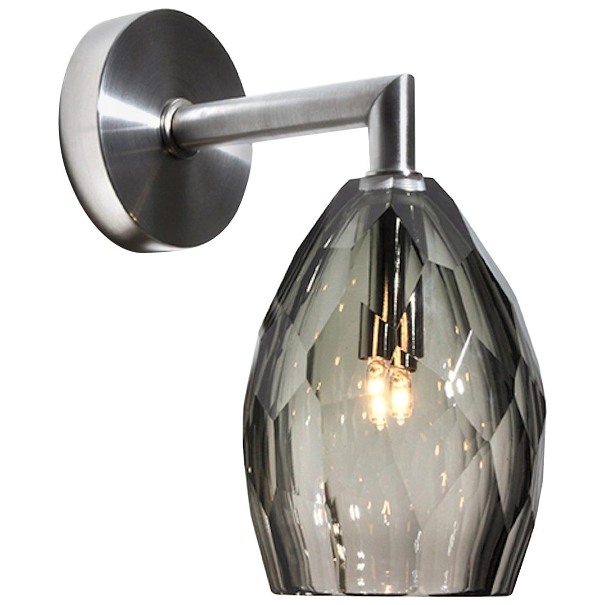 Blown Glass Grey Facet Sconce by Studio Bel Vetro For Sale