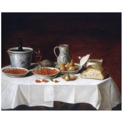 Still Life with Cherries, 17th Century French Oil Painting