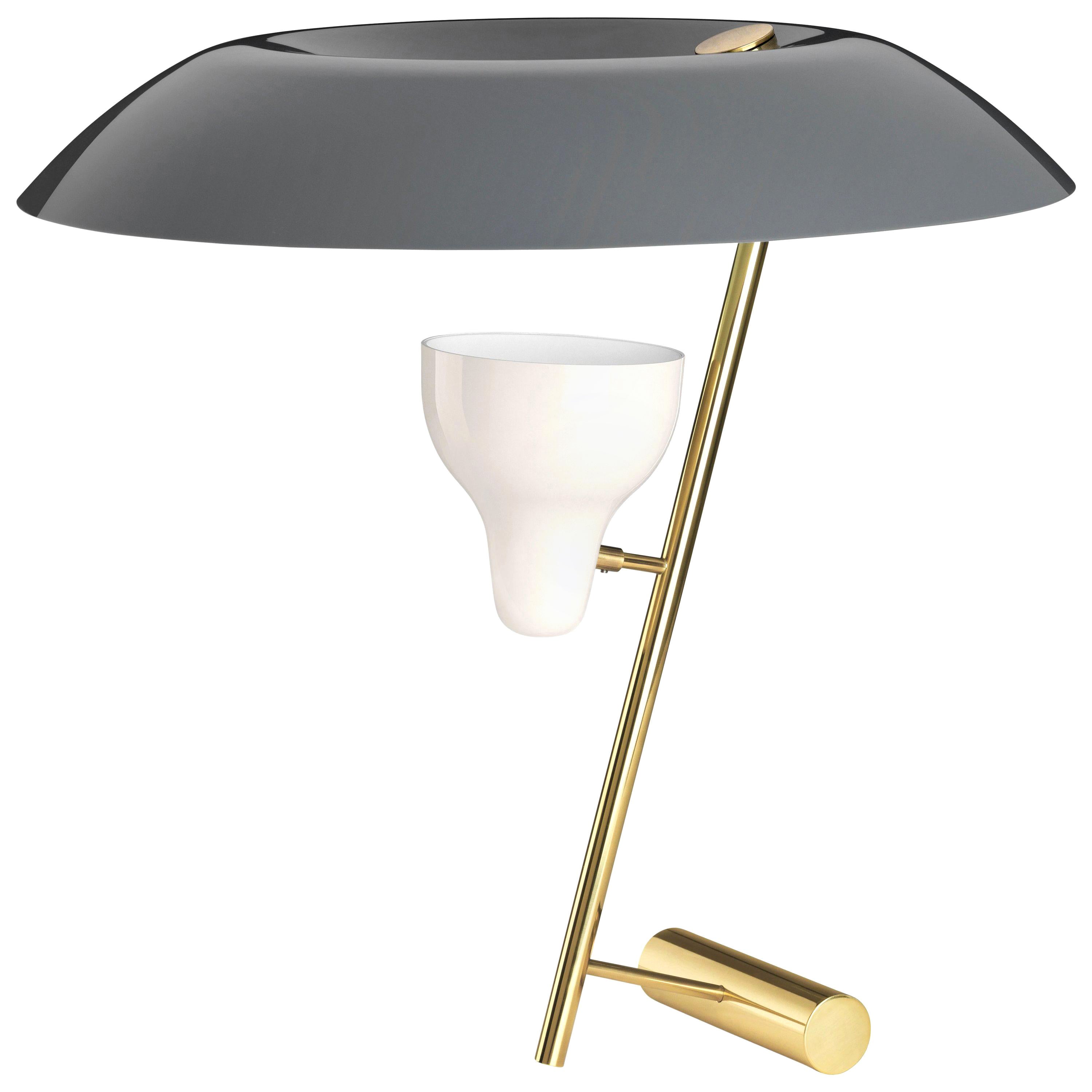 Gino Sarfatti Model #548 Table Lamp in Gray and Polished Brass For Sale