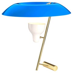 Lampe de bureau Gino Sarfatti Modèle n° 548 en bleu et laiton poli