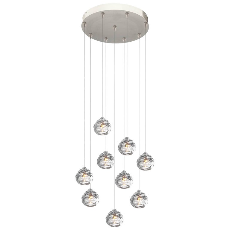 Happy Pendant Chandelier, Nine Handblown Glass Pendants by Siemon and Salazar For Sale at 1stdibs