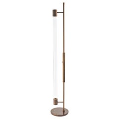 Midcentury Style Floor Lamp in Solid Brass with Oil Rubbed Bronze Patina Finish