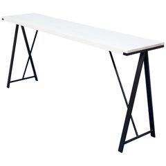 Console in Contemporary Blackened Steel and White Washed Ash
