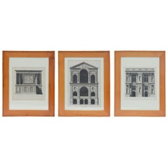 Ensemble de trois estampes architecturales du début du XIXe siècle par Louis-Pierre Baltard de 