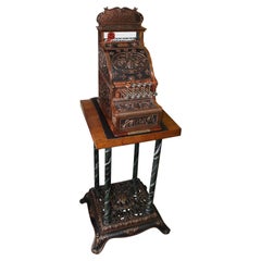 Early 1900s National Cash Register Mod 211 Brass Vintage Candy Register & Stand