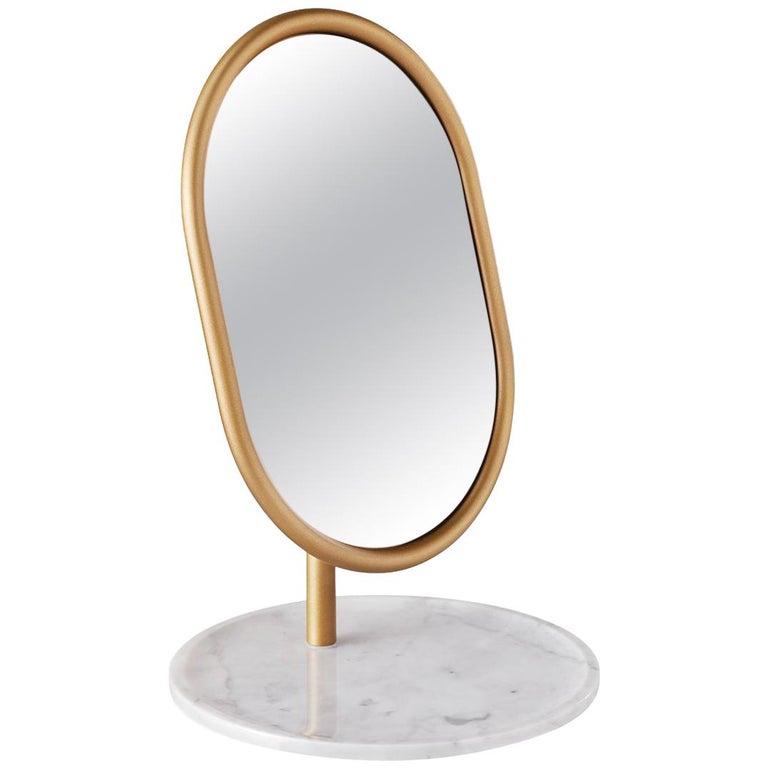 Michelle Floor Mirror With Tubular Steel Frame Smoked And Michelle Table Mirror With Tubular Steel Frame Smoked And Marble