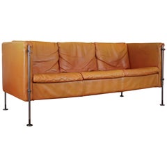 Vintage Tan Leather Italian Felix Sofa by Burkhard Vogtherr, 1985, Arflex, Italy