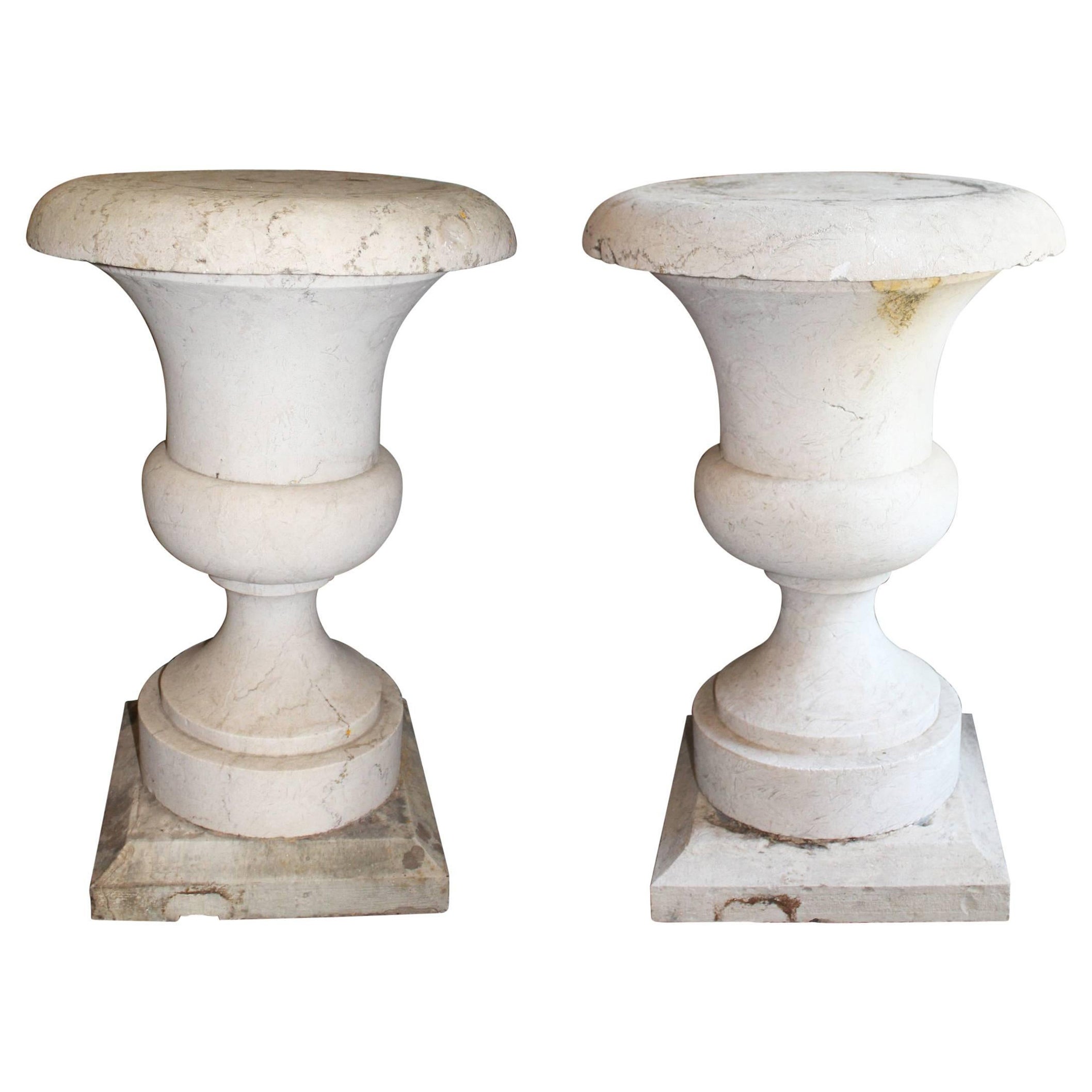 19th Century Classical Italian White Marble Planters