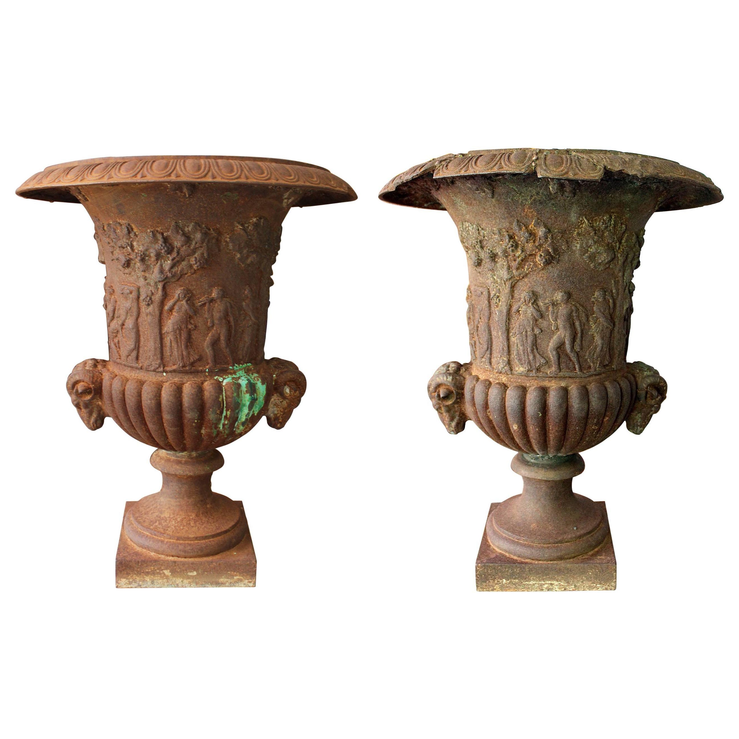 19th Century Pair of French Cast iron Planters