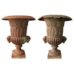 Antique 19th Century Pair of French Cast iron Planters
