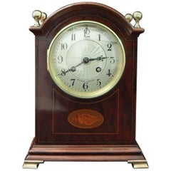 French Belle Époque Mahogany Inlaid Mantel Clock
