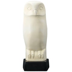1960s Modernist Owl Abstract Bird Form White Sculpture by Cleo Hartwig