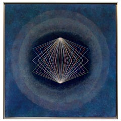 Abstract Geometric Acrylic on Masonite Signed Tania / La Jolla