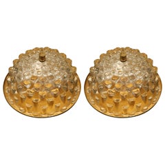 Pair of Tyringe Kunsthantverk Flush Mounts, Sweden, 1980