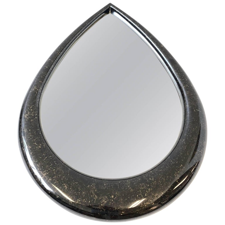 Black and Gold Lacquer Teardrop Mirror by GampleStoll Inc at 1stdibs