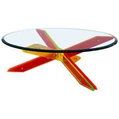 Alexandre Guerriero, Coffee Table, Slats of Altuglas, Crystal Tray, circa 2000