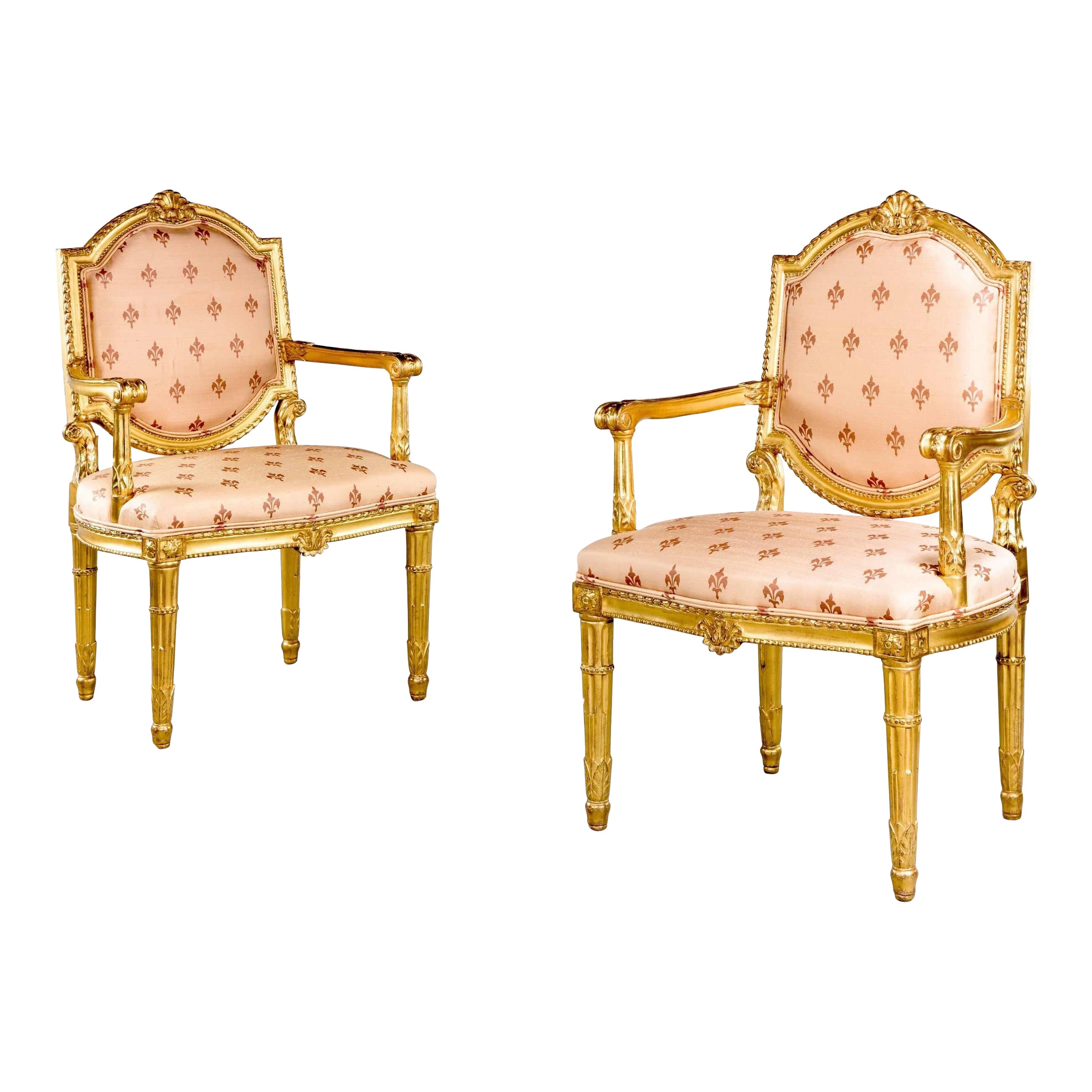 Pair of Italian 19th Century Elbow Chairs