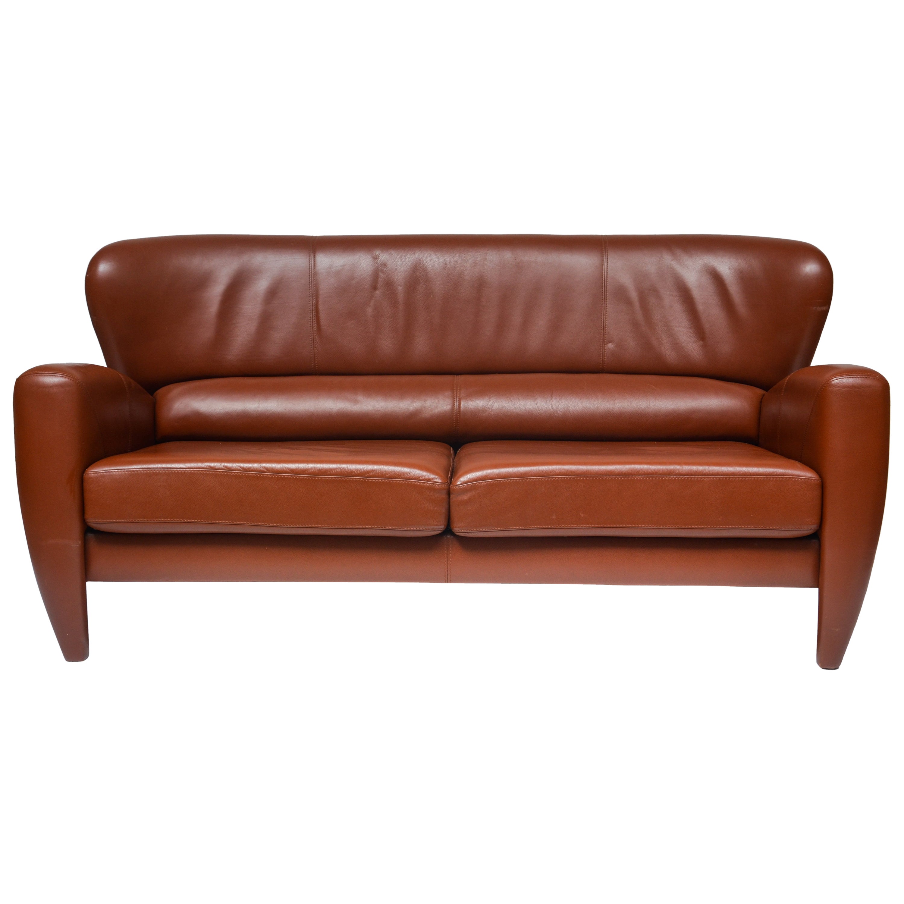 Cognac Leather Couch Jaguar Embossed At 1stdibs