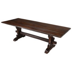 Antique French Oak Trestle Farm Dining Table
