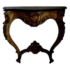 19th Century Italian Painted Console with a Marble Top
