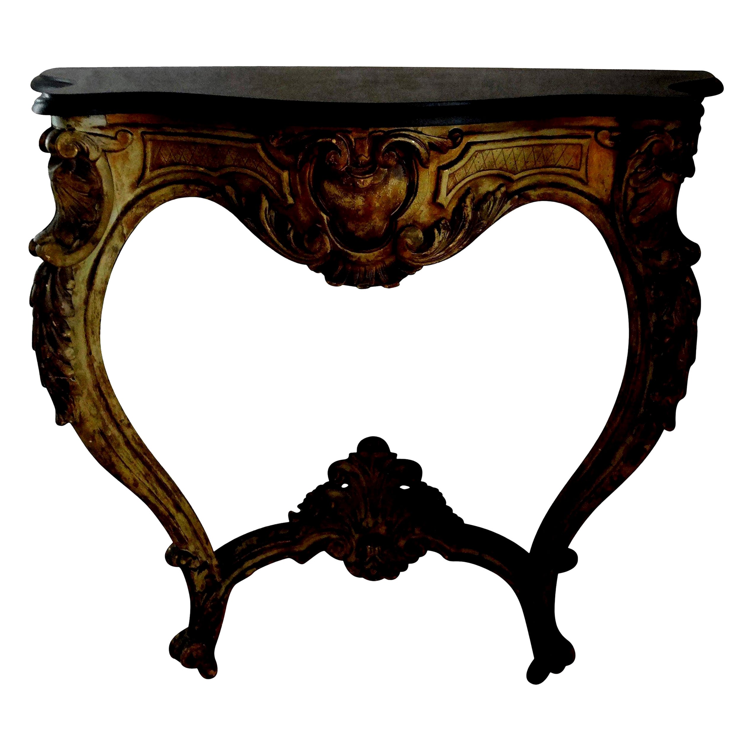 19th Century Italian Louis XV Style Painted Console Table