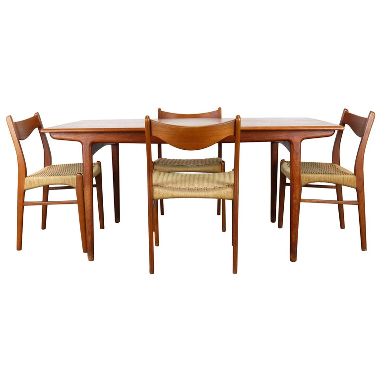 Danish Dining Set By Funder Schmidt And Madsen For At 1stdibs Rare Danish Dining Room Set By Ejner Ln Aksel Bender Madsen Teak Papercord
