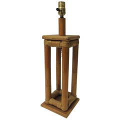 CLOSE OUT SALE: Vintage Square Bamboo and Rattan Square Table Lamp