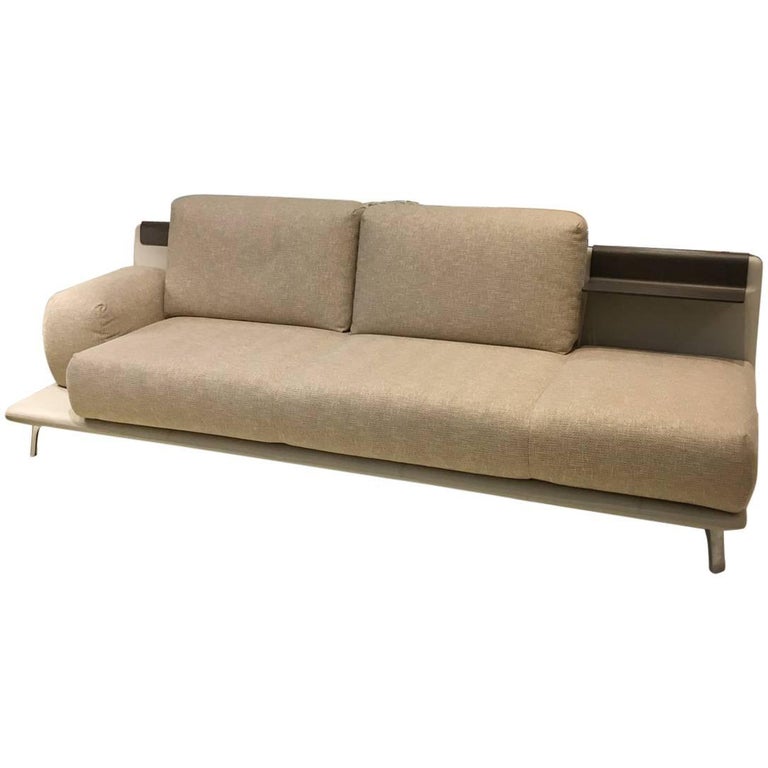 Paleta Asymmetrical Sofa Leather Fabric Combo Polished Aluminum Legs Paleta Asymmetrical Sofa Leather Fabric Combo Polished Aluminum Legs By Leolux For