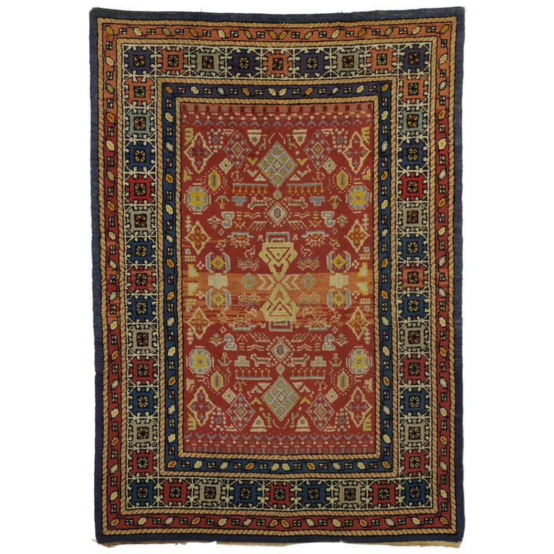 Vintage Spanish Area Rug with Modern Tribal Style For Sale at 1stDibs